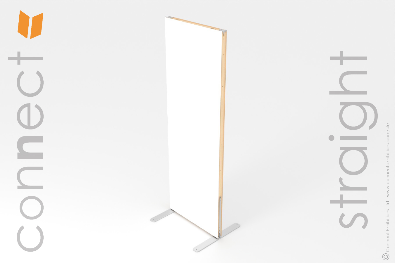 1 panels and 2 legs, white-display-walling-straight configuration freestanding with legs