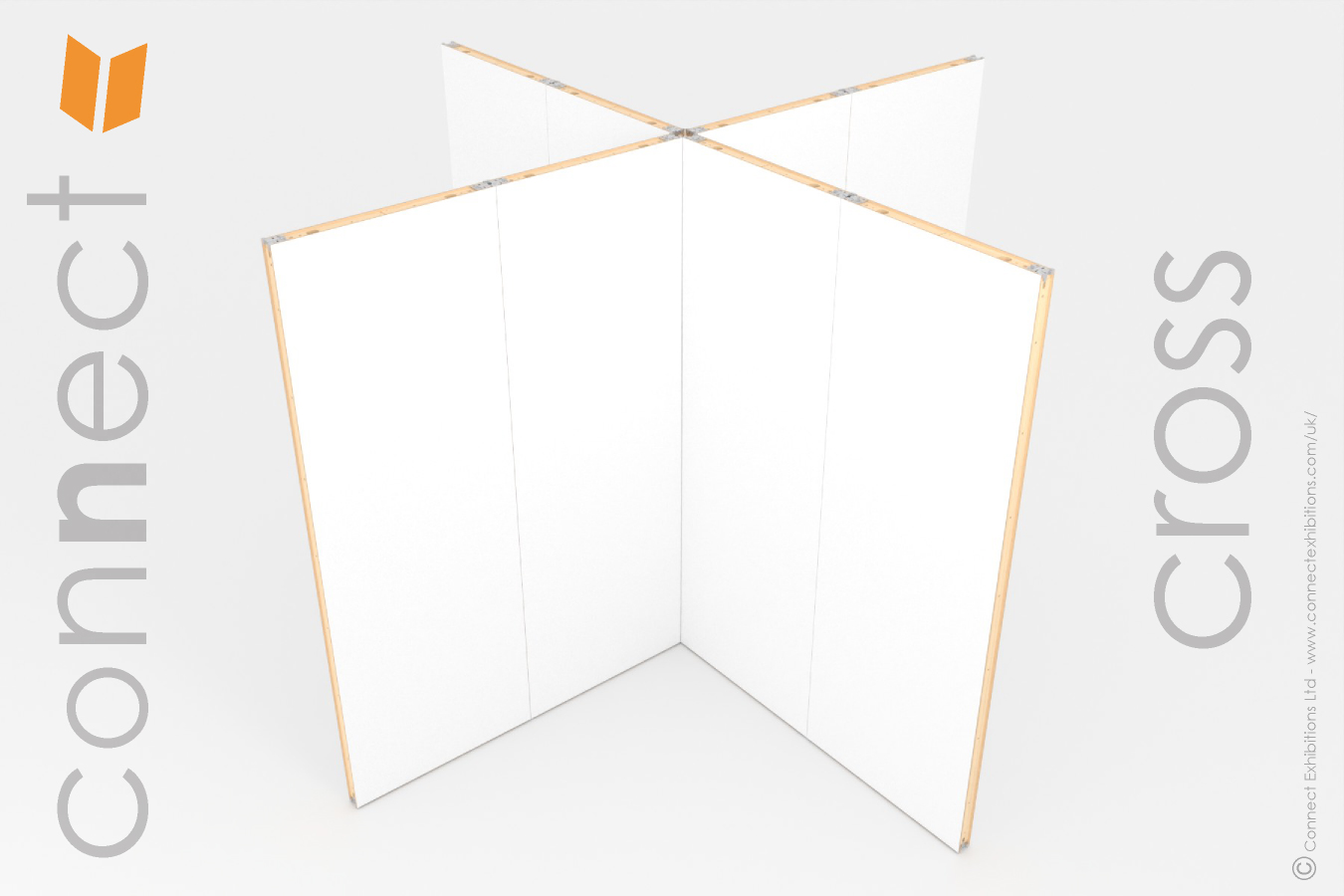 8 panels, white-partition-walls-cross configuration freestanding